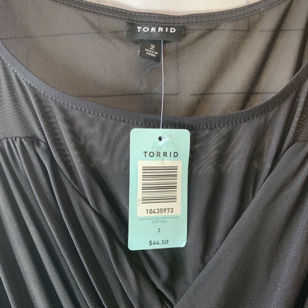 Torrid Black Faux Surplice Skater Dress Si… - Picture 4 of 5